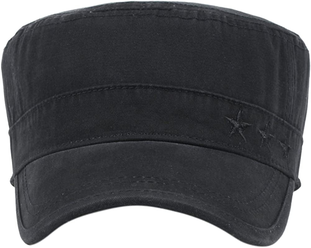 Men's Cotton Flat Top Peaked Baseball Twill Army Military Corps Hat Cap Visor