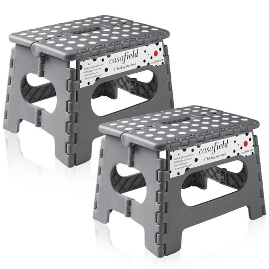  Set of 2 - 9"Collapsible Foot Stool  With Handles for Kids and Adults