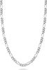 Solid 925 Sterling Silver Italian 2.3mm Diamond-Cut Figaro Link Chain Necklace