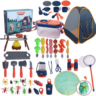  46Pcs - Outdoor Campfire Toy Set for Toddlers Kids Boys Girls - Pretend Play Camp Gear Tools