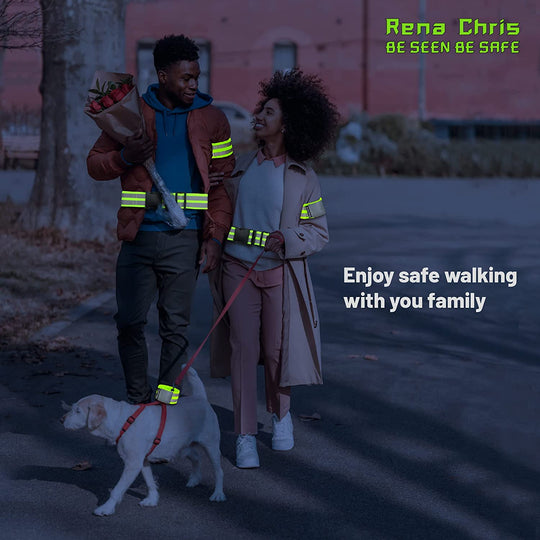 Reflective Running Gear, 3Pcs Reflective Gear for Body, Wrist, Leg, Adjustable Shoulder Strap with Carabiner, Safety Reflector Tape Straps, Large Reflective Surface Area, Suitable for Night Running