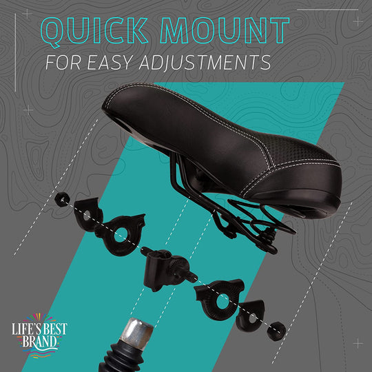  Saddle Style Bicycle Accessory - Universal Fit Comfortable Seating - for Pain Free Riding - Installs Easily On Mountain Bike, Cruiser, Exercise, Spin, & Kids Bikes