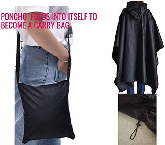  Black Rain Poncho - Waterproof Rain Gear for Women - Lightweight Travel Poncho