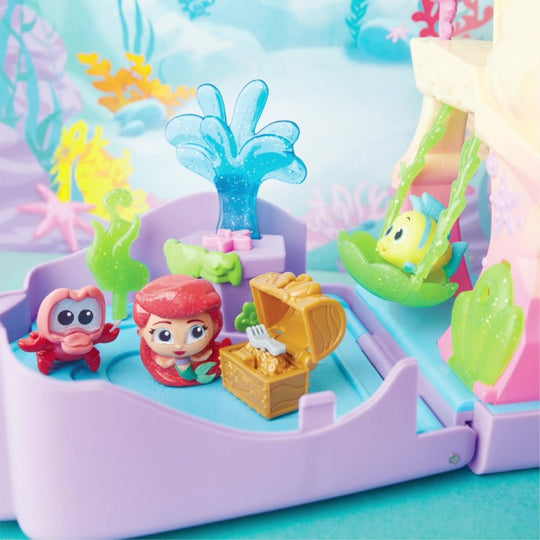 Disney Doorables beyond the Door Ariel’S Grotto Playset, Includes 3 Exclusive Disney the Little Mermaid Figures, 8 Accessories, and 1 Key, Kids Toys for Ages 5 Up