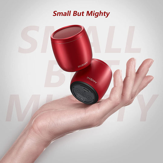  Small Bluetooth Speaker, Mini Portable Wireless Speaker, Punchy Bass Rich Audio Stereo Pairing, Handheld Pocket Size 10H Playtime Built in Mic for Hiking Biking Gift Laptop Tablet (Red)