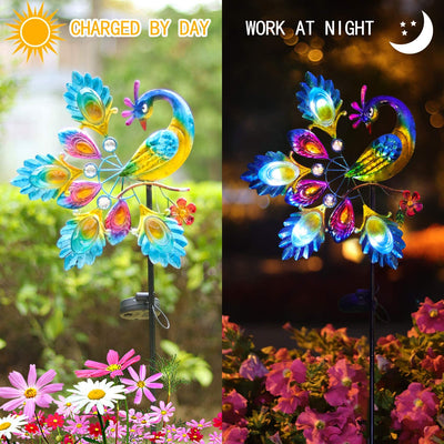  Garden Solar Lights Pathway Outdoor,Peacock Garden Stake Metal Lights Decorative Yard Art Waterproof LED Garden Lights,for Patio Yard Walkway Pathway Lawn Decoration