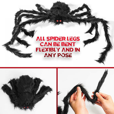 Halloween Giant Spider Decorations, Large Fake Spider with Straps Hairy Backpack Spider Realistic Scary Prank Props for Indoor Outdoor Yard Party Halloween Decor,29.5"