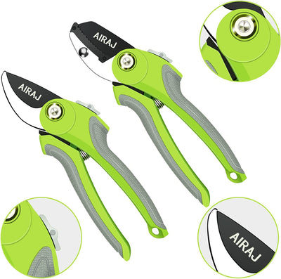  2 Pack Steel Pruning Shears Set for Gardening