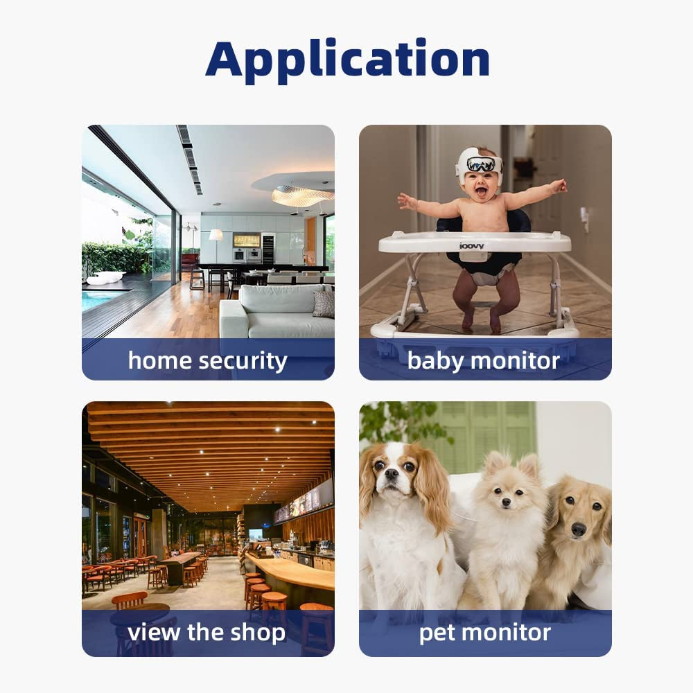  Indoor/Home Monitor Pan-Tilt 360° View Security Cameras, 2.4G WiFi pet Camera