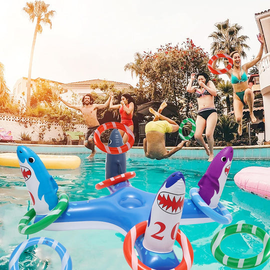  Inflatable Pool Ring Toss, Pool Toys for Kids with 6pcs Rings, Swimming Pool Games for Adults and Family