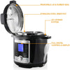 6 Quart Electric Stainless Steel Brushed Digital Pressure Cooker with Lid