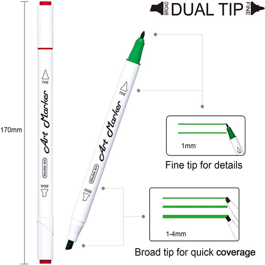 30 Colors Dual Tip Art Markers, Marker Pens for Kids Adult Coloring Books Sketching and Card Making