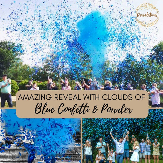 Gender Reveal Confetti Powder Cannon - Set of 4 Blue