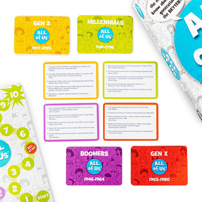 All of Us - the Family Trivia Game for All Generations - Gen Z, Gen Y, Gen X & Baby Boomers - Card Game by