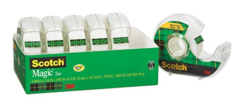 Scotch Magic Tape and Refillable Dispenser, 3/4 x 650 Inches, 6-Pack (6122)