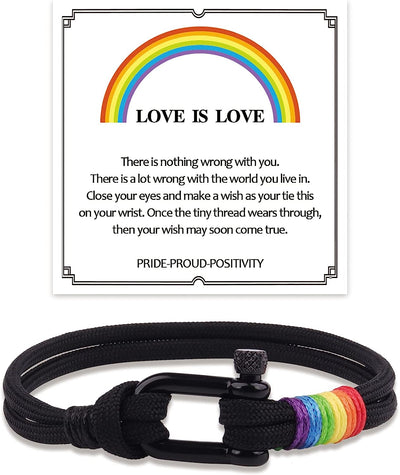 Vanaure Rainbow LGBT Pride Bracelet,Handmade Gay Pride Bracelet,Birthday/Christmas/Anniversary/Graduation Gifts for Men and Women