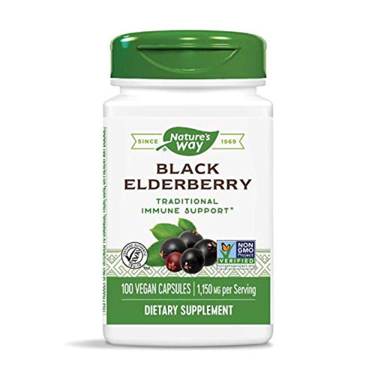 100 Count Nature's Way Black Elderberry Capsules 1150 mg per Serving