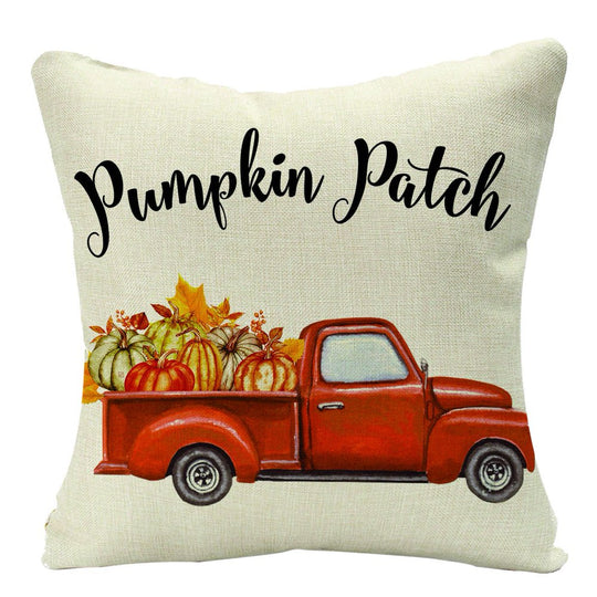 18X18 Fall Pillow Covers, Autumn Decorative Throw Pillowcases, Maple Pumpkin Car Linen Throw Cushion Covers for Farmhouse Sofa Couch Home Decor, 4Pcs