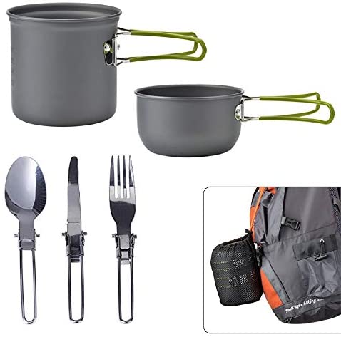 Outdoor Camping Pot Set for 1-2 People Camping Cooking with Portable Bags and Tableware Camping & Hiking Equipment