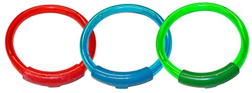 Water Sports Lighted Dive Rings Pool Accessory (3 Piece), Assorted, 8" x 7"