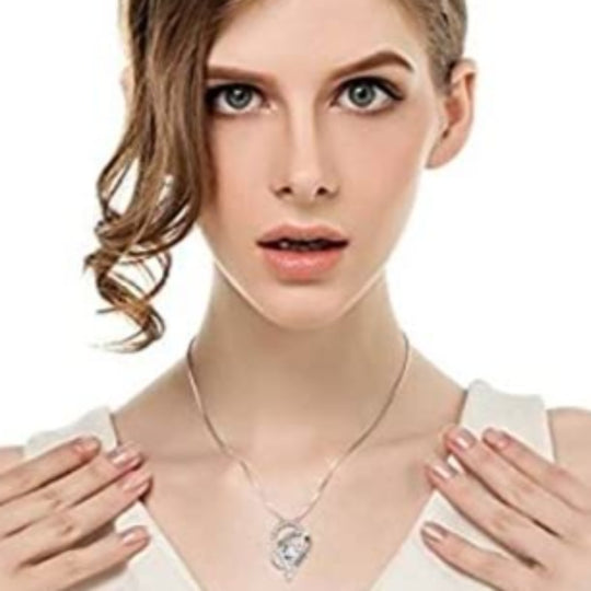 CZ Crystal I Love You To The Moon And Back Pendant Necklace