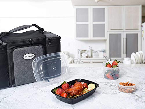Ez Prepa [20 Pack] 32oz 3 Compartment Meal Prep Containers with Lids -  Bento Box - Plastic - Stackab…See more Ez Prepa [20 Pack] 32oz 3  Compartment