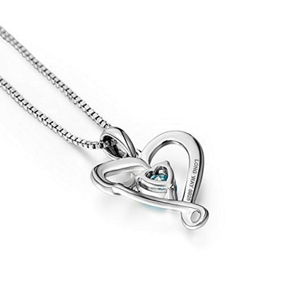 925 Sterling Silver Mother's Day "I Love You Mom" Heart Pendant