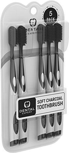 5 Pack: Gentle Soft Teeth Whitening Charcoal Toothbrush