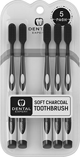 5 Pack: Gentle Soft Teeth Whitening Charcoal Toothbrush