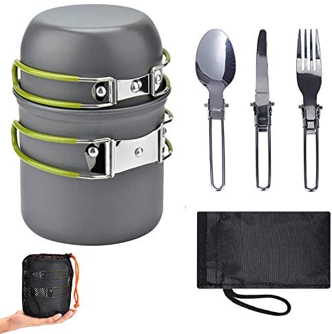 Outdoor Camping Pot Set for 1-2 People Camping Cooking with Portable Bags and Tableware Camping & Hiking Equipment