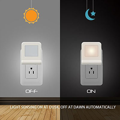 2 Pack Plug in LED Night Light with Smart Dusk to Dawn Sensor