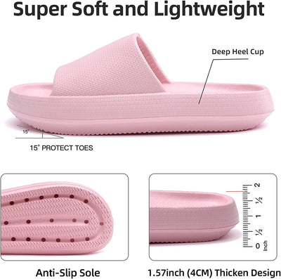 Pillow Slippers for Women and Men Thick Sole Cloud Bathroom Slippers Non-slip Quick Drying Spa Slippers Sandal Indoor & Outdoor