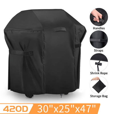 Durable 420D Heavy Duty BBQ Grill Cover 30"X25"X47"  with Storage Bag, Windproof, UV Protection