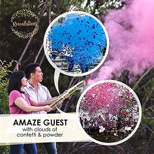 Gender Reveal Confetti Powder Cannon - Set of 4 Blue