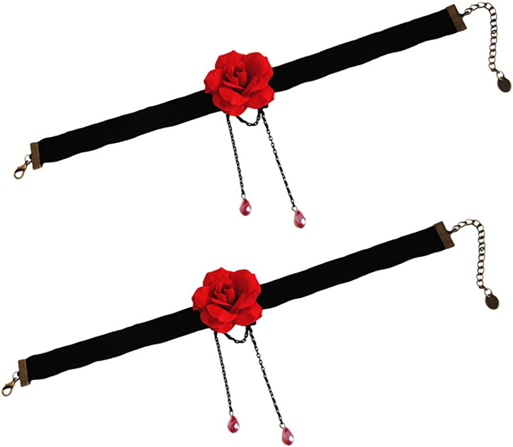  2PCS Rose Flower Choker