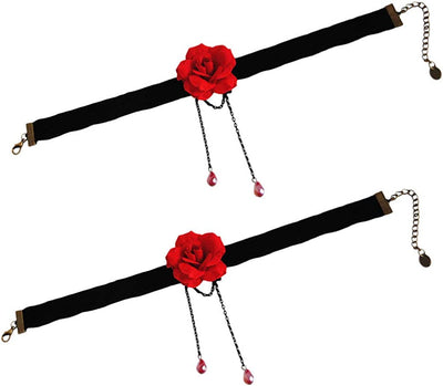  2PCS Rose Flower Choker