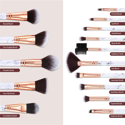 15PCS Professional Makeup Brushes Set, Makeup Brush for Foundation Powder Concealers and Eyeshadow, with Exquisite Marble Bucket