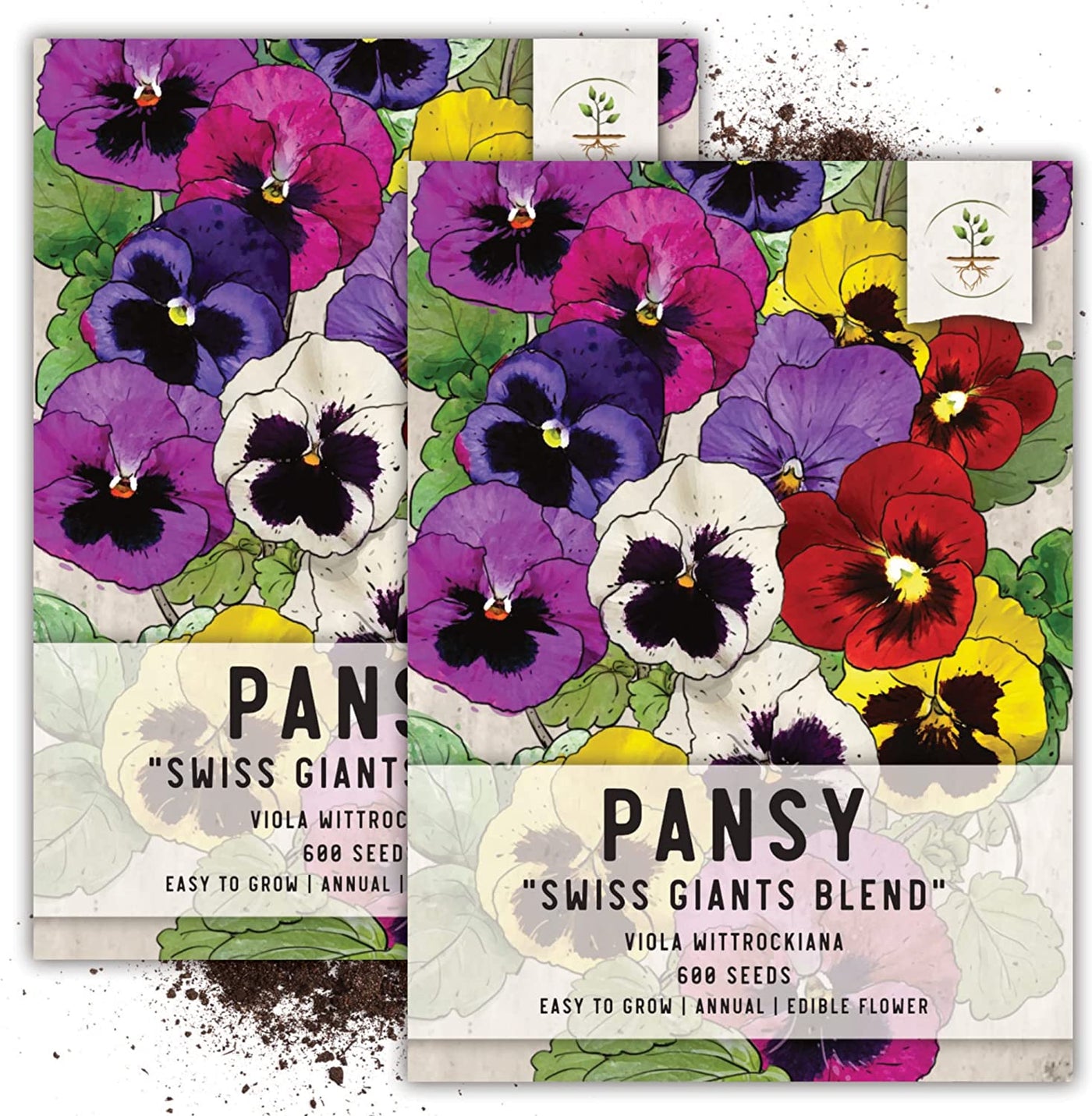 Swiss Giants Pansy Seeds for Planting (Viola wittrockiana) Single Package of 600 Seeds - Heirloom, Untreated, Attracts Monarch Butterflies