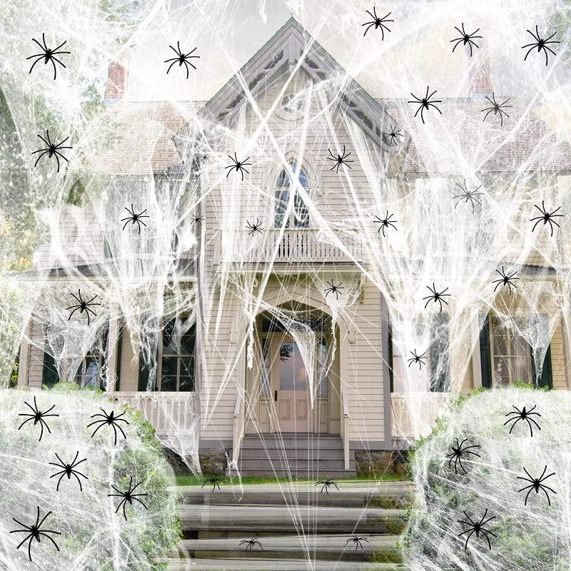 1500 sq ft Halloween Spider Webs Decorations with 80 Plastic Spiders