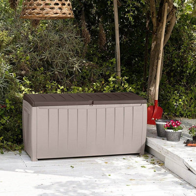  90 Gallon Weather Resistant Outdoor Patio Storage Deck Box and Bench