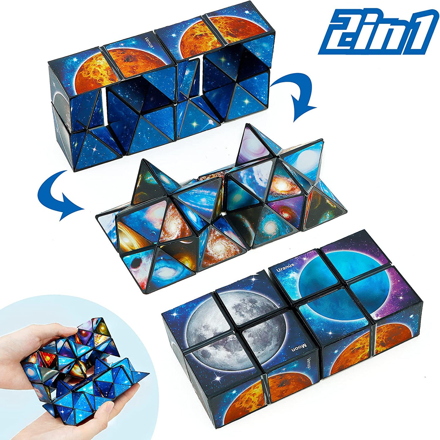  2 in 1 Combo Infinity Cube Fidget Toy Magic Star Cube Smooth Surface Magic Toy