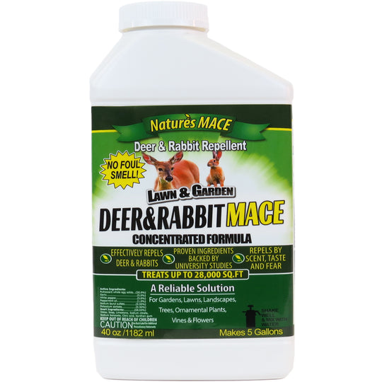 Deer and Rabbit MACE | 40 Oz. Concentrate | Deer and Rabbit Repellent | Makes 5 Gallons, Treats 28,000 Sq.Ft