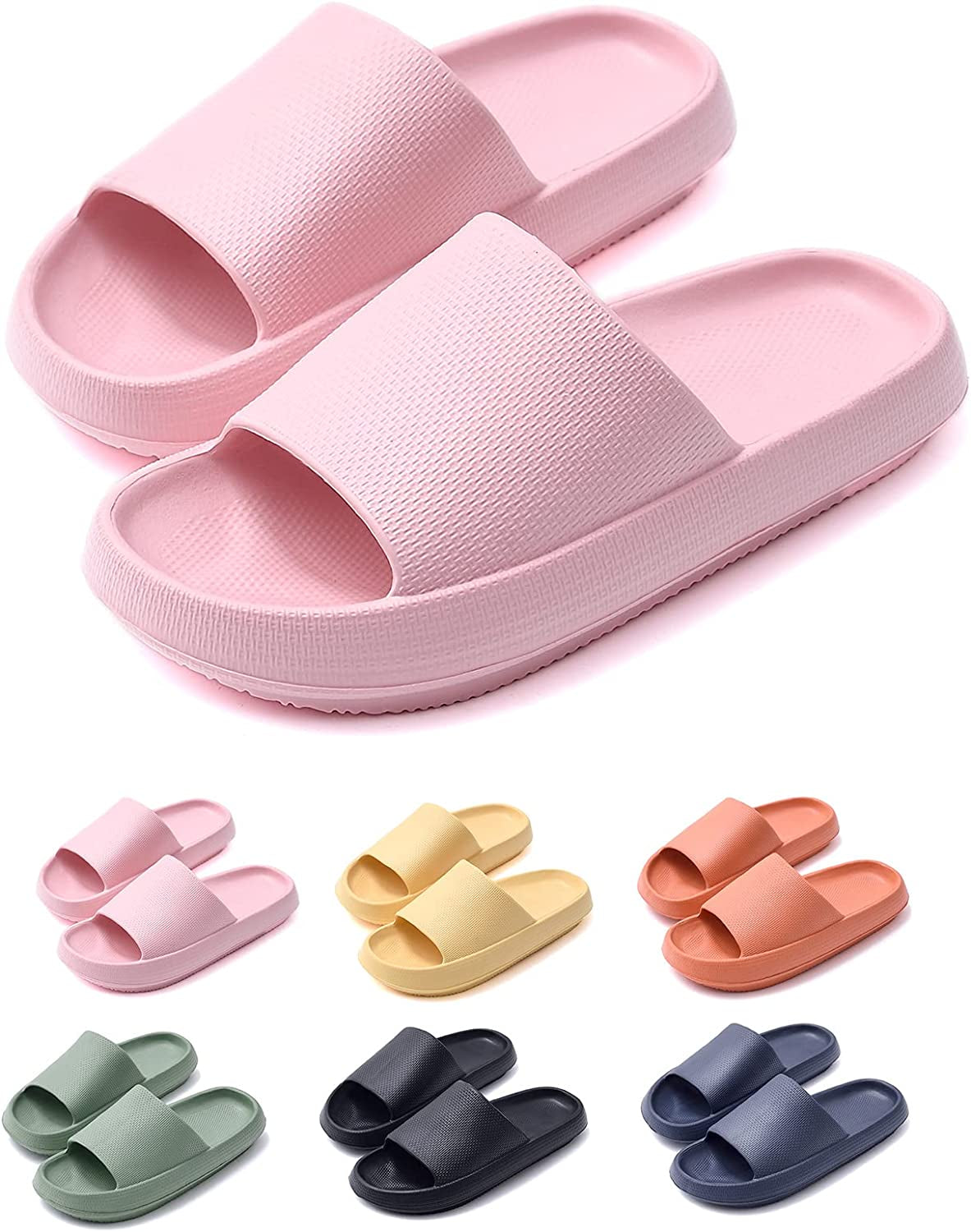 Pillow Slippers for Women and Men Thick Sole Cloud Bathroom Slippers Non-slip Quick Drying Spa Slippers Sandal Indoor & Outdoor