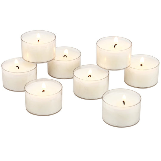 96 Pack Unscented Long Burning Clear Cup Tealight Candles with 8 Hour Burn Time
