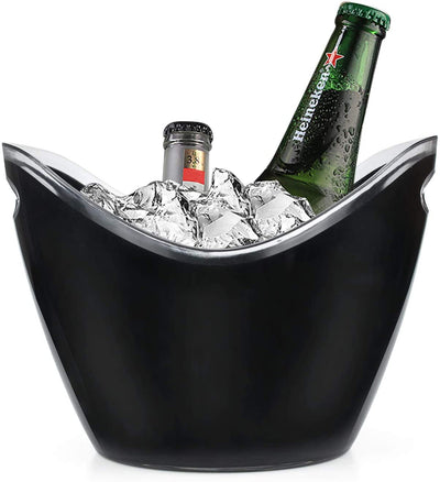 Yesland Ice Bucket, 3.5 L Black Plastic Party Bottle Chiller - 10.5 x 8 x 7-3/4 Inch Ice Beverage/Storage Tub - Perfect for Wine, Champagne or Beer Bottles