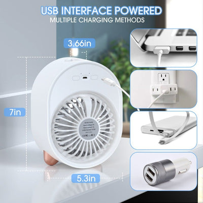  Portable Air Conditioner Fan, Rechargeable Evaporative Air Cooler Air Cooling Fan with 3 Speed, Personal Mini AC Desktop Fan 