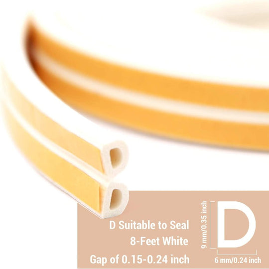 Weather Stripping Door & Window Seal Strip, Self Adhesive with Double D-Shaped Section Profile, 2 Rolls of 2 Strips, 8ft Each, Total 32ft