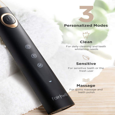 Sonic Toothbrush for Adults, Rechargeable with Smart Timer, 3 Modes, 4 Heads