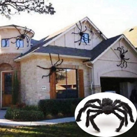 Halloween Giant Spider Decorations, Large Fake Spider with Straps Hairy Backpack Spider Realistic Scary Prank Props for Indoor Outdoor Yard Party Halloween Decor,29.5"