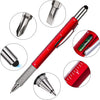 4 Pieces Gift Pen for Men 6 in 1 Multitool Tech Tool Pen Screwdriver Pen with Ruler, Levelgauge, Ballpoint Pen and Pen Refills, Unique Gifts for Men (Red, Green, Blue, Gray)
